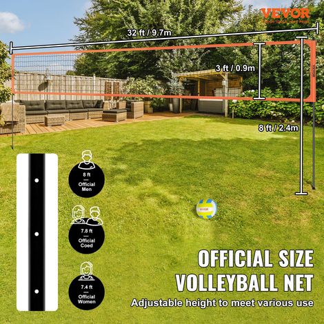 Filet de Volley-ball Portable d'Extérieur, Poteaux en Alu à Hauteur Réglable, Ensemble de Volley-ball Professionnel avec Ballon de Volley en PVC, Pompe et Sac, pour Jardin, Plage, Pelouse (1/5)