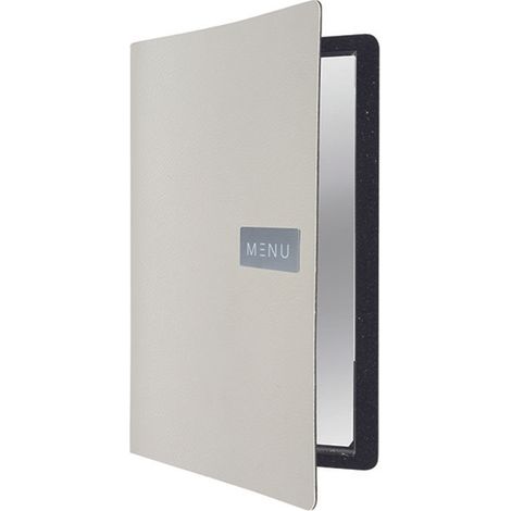 Carte menu 100% CUIR aggloméré - Couleur Noire - Ligne RAW - format A4 -  1 insert inclus (4 vues) - Securit (1/2)
