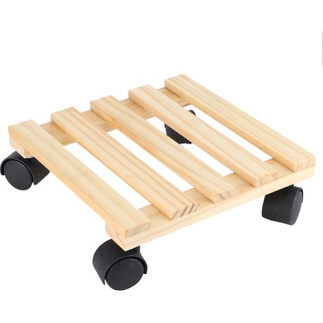 Support à roulettes pour pots de fleurs en bois, avec plateau mobile, pour accessoires de jardinage (1/5)