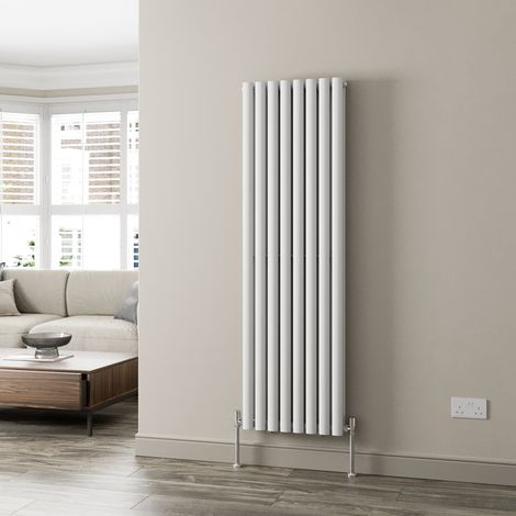 White Oval Column Designer Radiator Vertical Horizontal 1600 x 480mm Double Panel