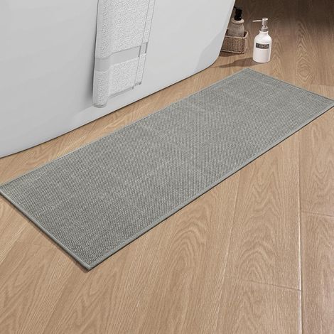 Tapis de bain antidérapant 43 x 120 cm avec dos en caoutchouc lavable Gris (1/5)