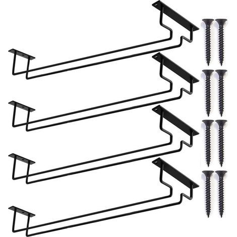 Wine glass rack - 4-piece set - Hanging wine glass rack - Wine rack - 40 cm - Metal - Hanging - Glass rack - Wine glass storage rack - Wine glass holder (1/5)