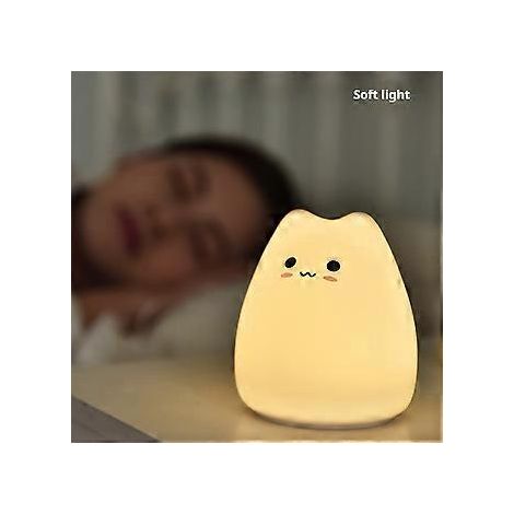 Mini-Katzen-Nachtlicht, Cartoon-Design, 7 Farben, Touch-Tischlampe, Dekoration für Zuhause und Schlafzimmer, intelligente Katze
