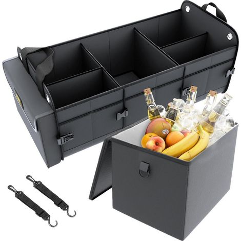 Organisateur de coffre avec sac isotherme, 100L pliable, Oxford 1680D, Gris