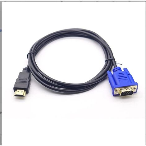 Elkuaie Câble HDMI vers VGA 1080P - Câble HDMI vers VGA 1080P - Sans puce - 1,8 mètre - Pour lecteur vers TV - 1 pièce - Noir (1/5)
