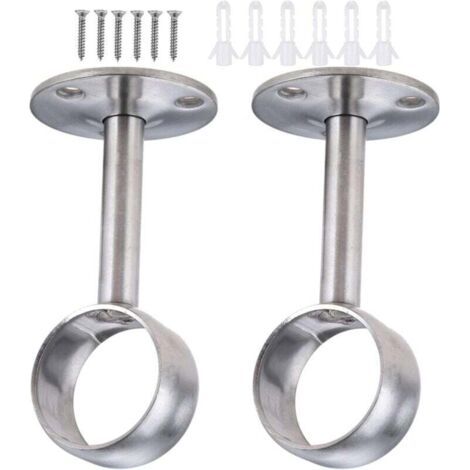 32mm Supports de tringles à rideaux, Support de Bride de Douille en acier inoxydable, Accrocher le tige de penderie robuste avec vis, pour salle de bain, cuisine, armoire (1/5)