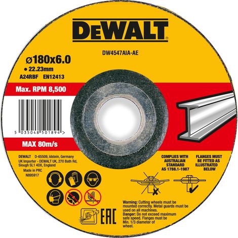 DEWALT High Performance Schruppscheibe 180x6x22,23mm Metall Typ 42 (gekröpft) DW4547AIA-AE (1/2)