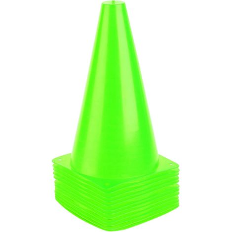 Cône Sportif - 23 cm - Haute Visibilité Fluorescente - Fixation Par 4 Trous - Polyéthylène Bas Densité - Pour Football Agility Entraînement Extérieur - Lot de 10 (1/5)