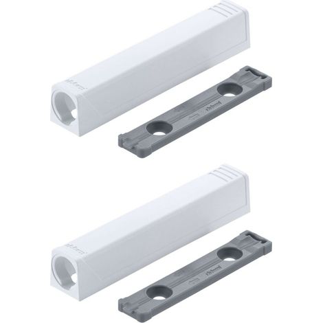 2x Blum 956A1201 79x14mm Staffa adattatore a vite destra per cerniera di chiusura a pressione per ante di mobili da cucina, fermo a pistone, chiusura bianca (1/4)