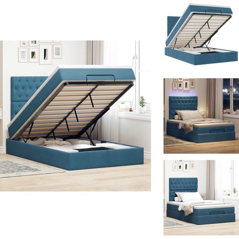 Cadre de lit ottoman avec matelas bleu foncé 120x200 cm velours - Lit Ottoman - Lits Ottomans - Cadre De Lit - Cadre De Lit Avec Rangement (1/5)