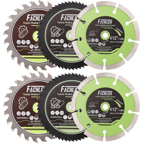 Kreissägeblätter 115mm 6teilig 6 115mm Fliesen+Holz+Metall+Kunststoff (1/5)