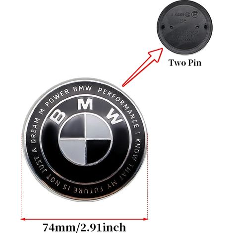 (1 pièce 74 mm 2 broches, Chine continentale) - Convient pour BMW : logo Thunder noir et blanc, emblème de capot avant, badge arrière, cache-moyeu de roue, autocollant de volant (1/5)