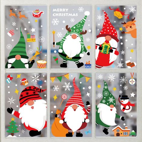 Autocollants de Noël, nouveaux autocollants statiques Amazon, décorations de vitrines de centres commerciaux, bonhomme de neige, autocollants du Père Noël.