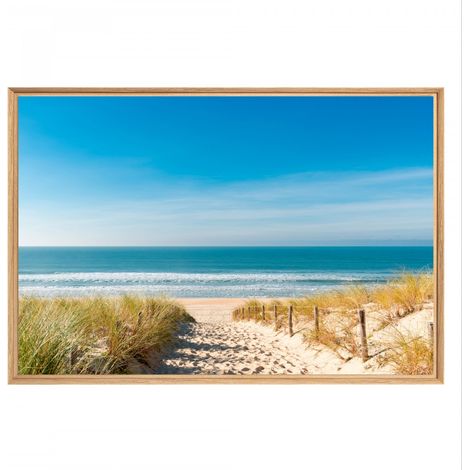 Tableau mural mat encadré plage des dunes 65x97 cm - Tableau Mural Décoratif - Image Encadrée Imprimée en HD - Impression 65x97 cm sur Fibres de Bois FSC - Finition Mate - Fabriqué en France (1/5)