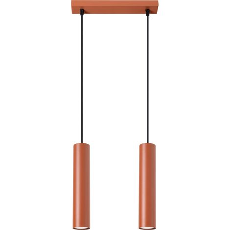 Lampada a sospensione Lagos ocra rossa 30x105x6cm Sollux (1/5)