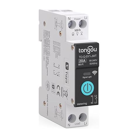 Interrupteur wifi 20A/240VAC/1p+n Intelligent Commutateur DIN Rail (1/5)