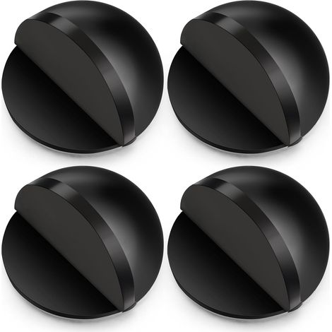 Butée de porte autocollante ovale en acier inoxydable, protection murale avec adhésif pour portes en verre et sols durs (lot de 4) - Noir (1/5)