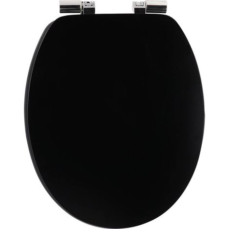 Sedile wc mdf 18 pollici uni fasteners abs cromo anticaduta - nero - Tendance