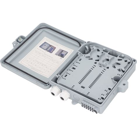 Boîtier de raccordement fibre optique 12 cœurs étanche IP65 pour adaptateurs SC FC PLC avec clé et accessoires (1/5)