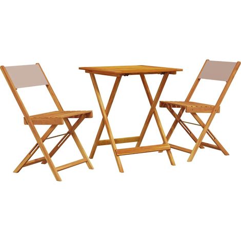 Maison Exclusive - Set da Bistrot 3pz Tortora in Tessuto e Legno Massello