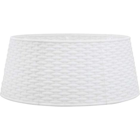 Jupe de sapin de Noël blanche, 56 cm de diamètre et 23 cm de largeur, en plastique. (1/5)