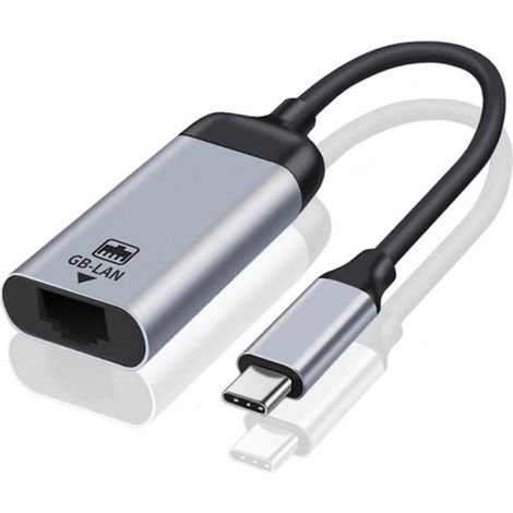 Adaptateur USB-C vers port réseau Gigabit RJ45, câble court, pour Windows, Android et macOS. (1/5)