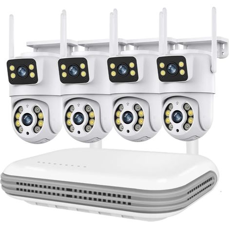 Système de Surveillance WiFi à Double Objectif PTZ avec caméra de sécurité Audio bidirectionnelle et kit de vidéosurveillance NVR 8 canaux(1T,NVR add 4PCS A31) (1/5)