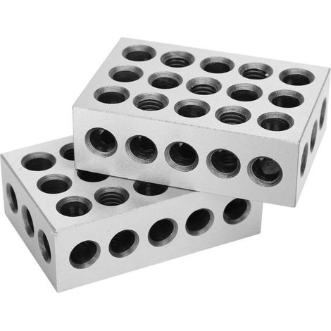 Paar 1-2-3 Präzisionsblöcke mit 23 Löchern und Schraubendreher, inklusive Box