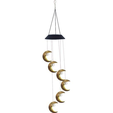 Carillon solaire imperméable en forme de lune, éclairage d'extérieur, luminaire décoratif de paysage, idéal pour une pelouse (1/5)