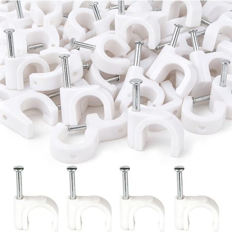 Clips de cable ronds 10 mm avec clou en acier pour fixation 200 pieces (1/5)