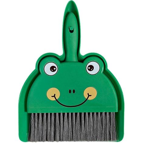 Ensemble balai et pelle pour enfants, petit ensemble de nettoyage portable pour le bureau, la voiture, le bureau ou la table, 3-6 ans-frog