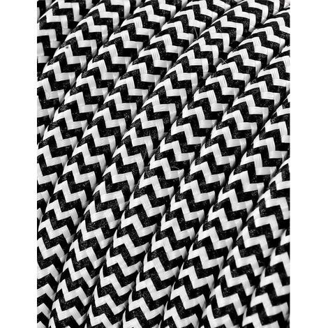 Câble Cordon Tubulaire 2x0,75mm Râpé Blanc/Noir 5m Euro/m (1/3)