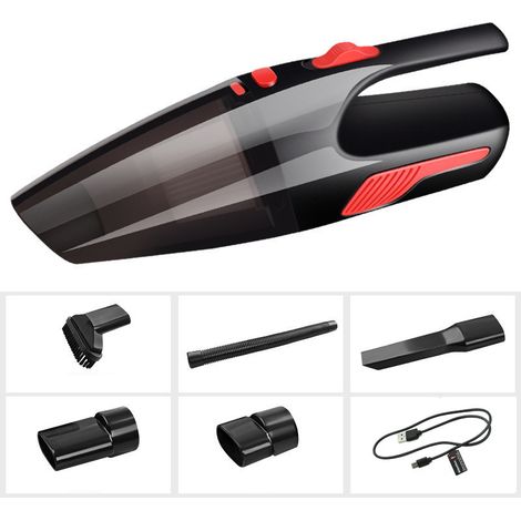Aspiradora de mano inalámbrica para coche, 120 W, limpieza en seco y húmedo, con luz y boquilla, para limpiar polvo, residuos y manchas de agua. (1/5)
