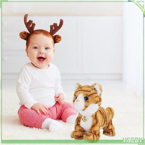 Jouet interactif - FAFEICY - Chat en peluche - Commande vocale - Tactile - 26x28 cm (1/5)