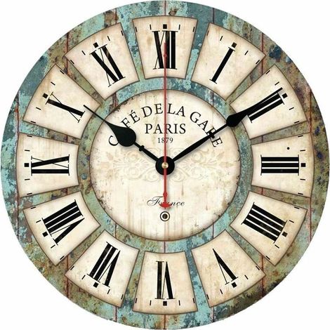 royaluxe - Horloge murale Vintage 3D Sticker mural sans cadre autocollant mural avec cadran salon chambre 30 x 30 (1/5)