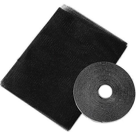 HONORNIC - Moustiquaires de fenêtre, écrans anti-moustiques, filet anti-insectes invisible en fibre de verre noire 1,5 x 2 m (1/5)