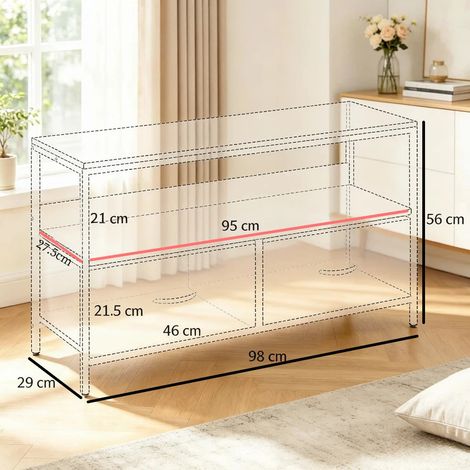 Meuble bas TV tiroirs pliables centre de divertissement avec étagère ouverte table télé élégante buffet multifonction vendu seul (1/4)