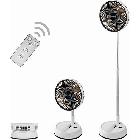 Ventilateur électrique pliable et télescopique avec télécommande – Batterie 5400 mAh, silencieux, minuterie, oscillation gauche/droite, USB (1/5)