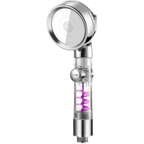 Pommeau de douche à main 3 jets avec ventilateur turbo, interrupteur marche/arrêt et pause, haute pression, G1/2, économie d'eau, remplacement pour pommeau de douche à main de salle de bain (1/5)