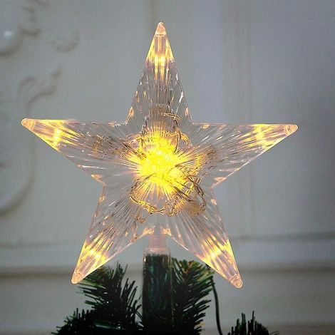 Étoile lumineuse LED pour sapin de Noël, décoration rustique à piles, fonctionne (1/4)