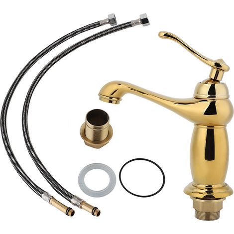 Vintage-Badezimmerarmatur in Gold mit Warm- und Kaltwasserfunktion, G1/2 Auslauf (Goldener Kürbis-Stil)
