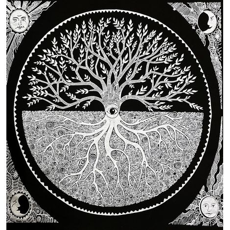 Oeil Arbre De Vie Nappe d'autel La Sorcellerie Sorcellerie Nappe de Table Modifier Sacrée Nappe Spirituelle Épeler Sorcière Tirage au Tarot7395CM (1/5)