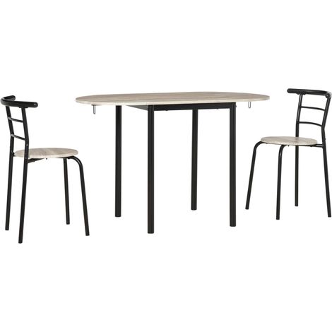Set Tavolo e 2 Sdie da Giardino in MDF e Acciaio Nero (1/5)