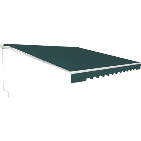 Tenda da sole retrattile 3 x 2,5m, Tenda in alluminio con manovella e poliestere impermeabile Verde