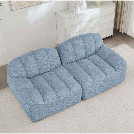 Divano modulare 2 posti blu, a conchiglia, senza struttura, morbido e confortevole (1/5)