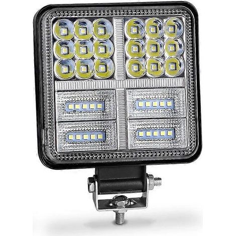 Barre lumineuse de travail LED 72 W, projecteur carré/rond 24 pouces, feux de jour pour 4x4, SUV, quad, camion, excavatrice, blanc/ambre, 1 stroboscope 177 W (1/5)