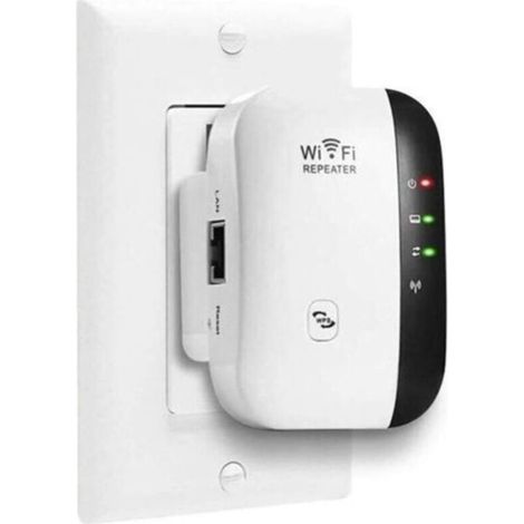 WiFi Répéteur WiFi Booster 2,4 GHz 300Mbps Extenseur sans Fil Amplificateur de Signal du Réseau Avoir AP/RP et WPS Fonction, Compatible avec Toutes Les Box Internet