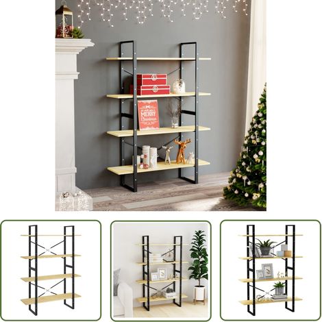 The Living Store Bibliothèque à 4 niveaux 100x30x140 cm Bois de pin massif - Bibliothèque Industrielle - Bibliothèque Design - Étagère Bois - Meuble Rangement - Bibliothéque 4 Niveaux (1/5)