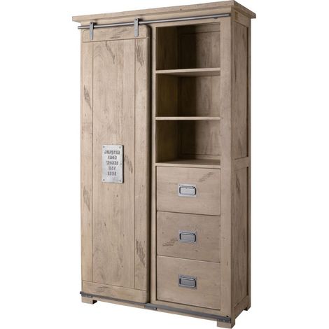 RAILWAY 314 Armadio in legno di mango - laccato / whitewash 100x45x175