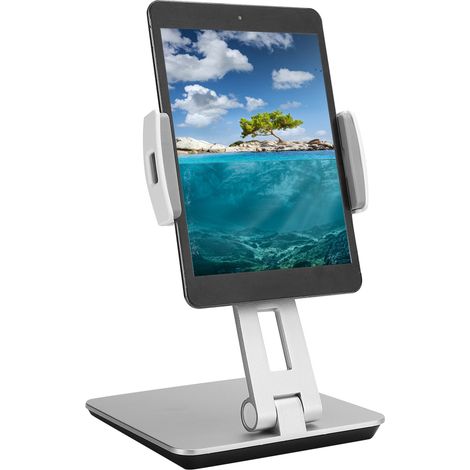 Support universel en alliage d'aluminium pour tablettes 4-14 pouces, réglable et pliable pour smartphones et tablettes.